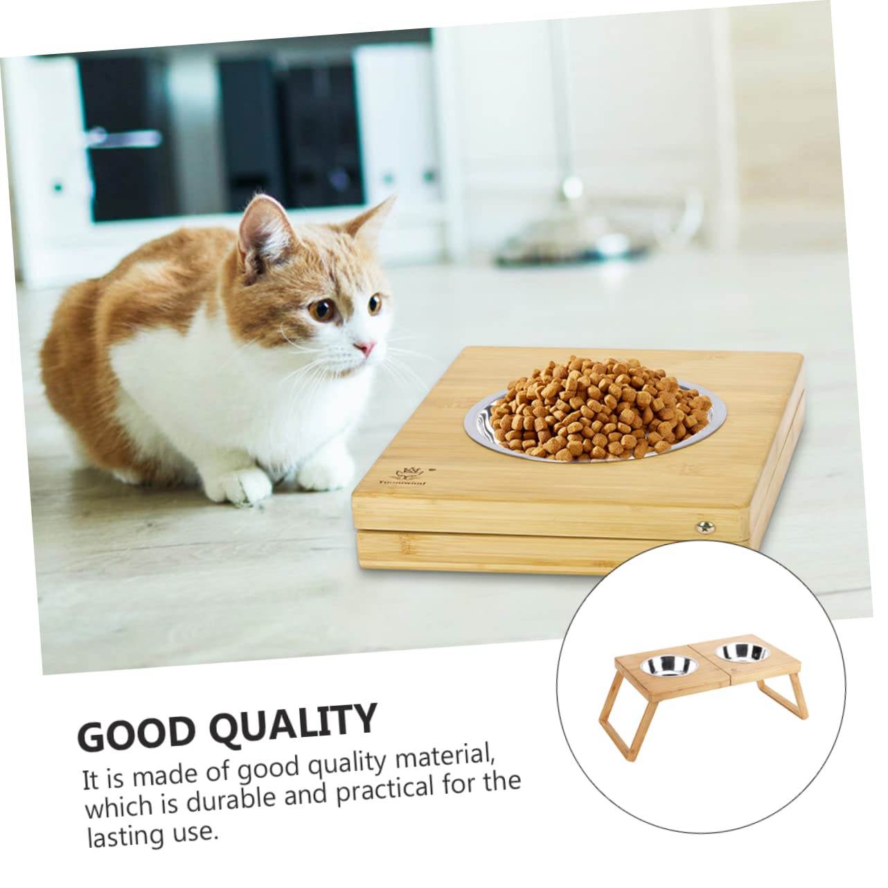 BESPORTBLE 1pieza Soporte De Doble Cuenco De Acero Inoxidable para Mascotas Comedero para Perros y Gatos para Alimentación De Comida y Agua