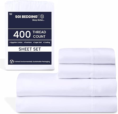 SGI bedding Sábanas de lujo de 4 piezas 100% algodón Supima, tamaño individual, 500 hilos, sábana 100% algodón, juego de sábanas de bolsillo