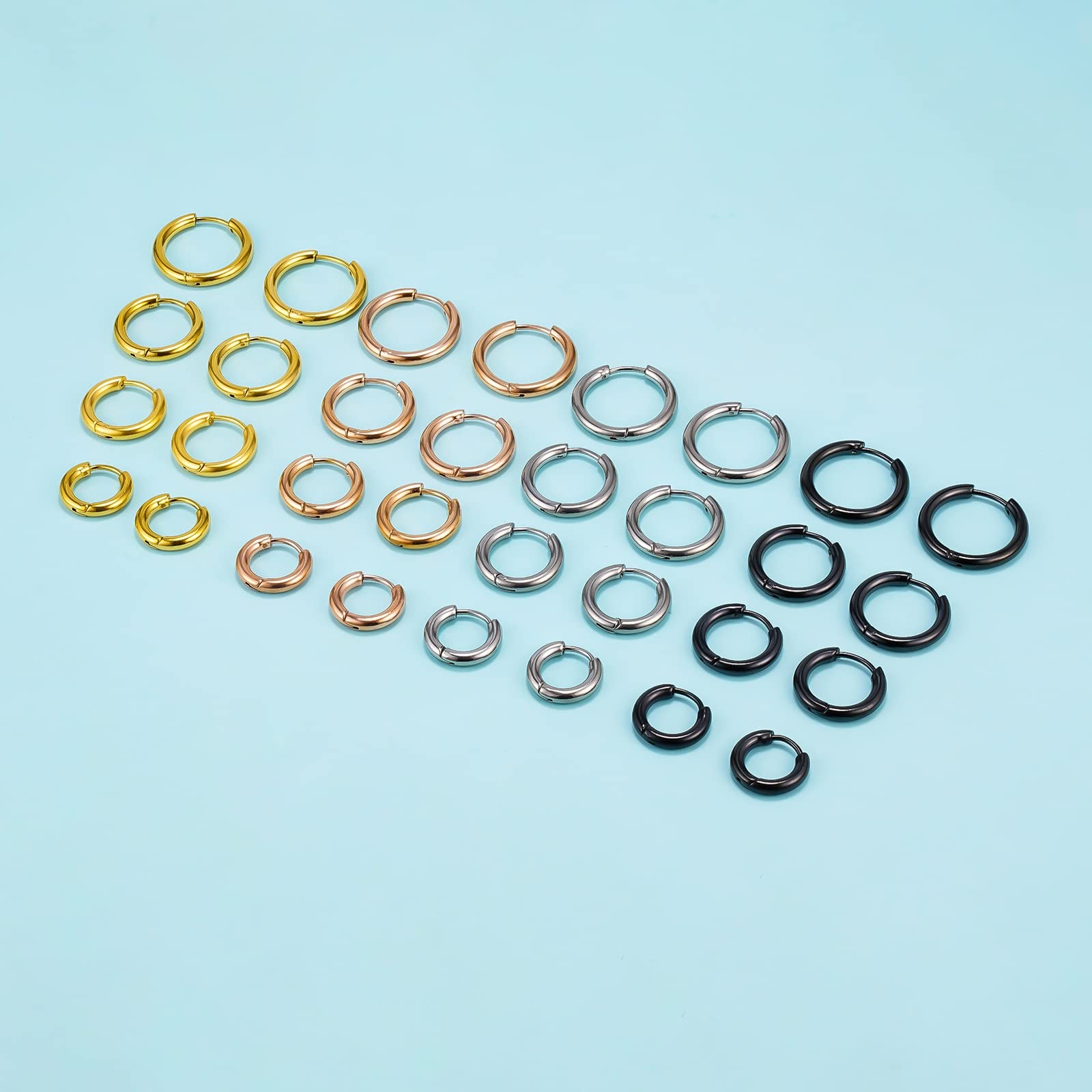 Aretes de aro de titanio, hipoalergénicos, sin níquel, con bisagras, para piel sensible, cartílago, lóbulos helicoidales, Pequeño, Titanio, No es una piedra preciosa 6