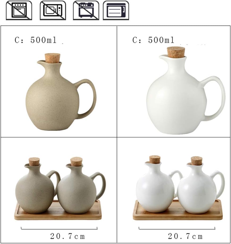 Ceramic Oil Bottle,Seasoning Bottle,Condiment Bottles for Vinegar Soy Sauce Olive Oil,500Ml,Brown,Home Kitchen Restaurant Tools