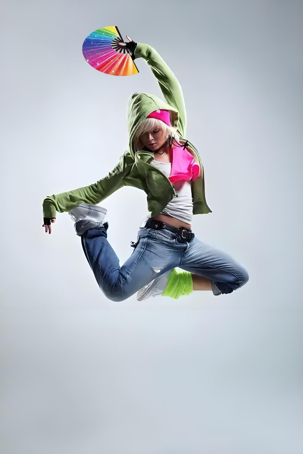 podafu 2025 New 11” Large Folding Popping Hand Fan?Clacker Fans for Line Dancing, Line Dance Popping Fan, Craft Boots on The Ground Hand Fan, Ideal for Events and Party (5Pack, Rainbow)