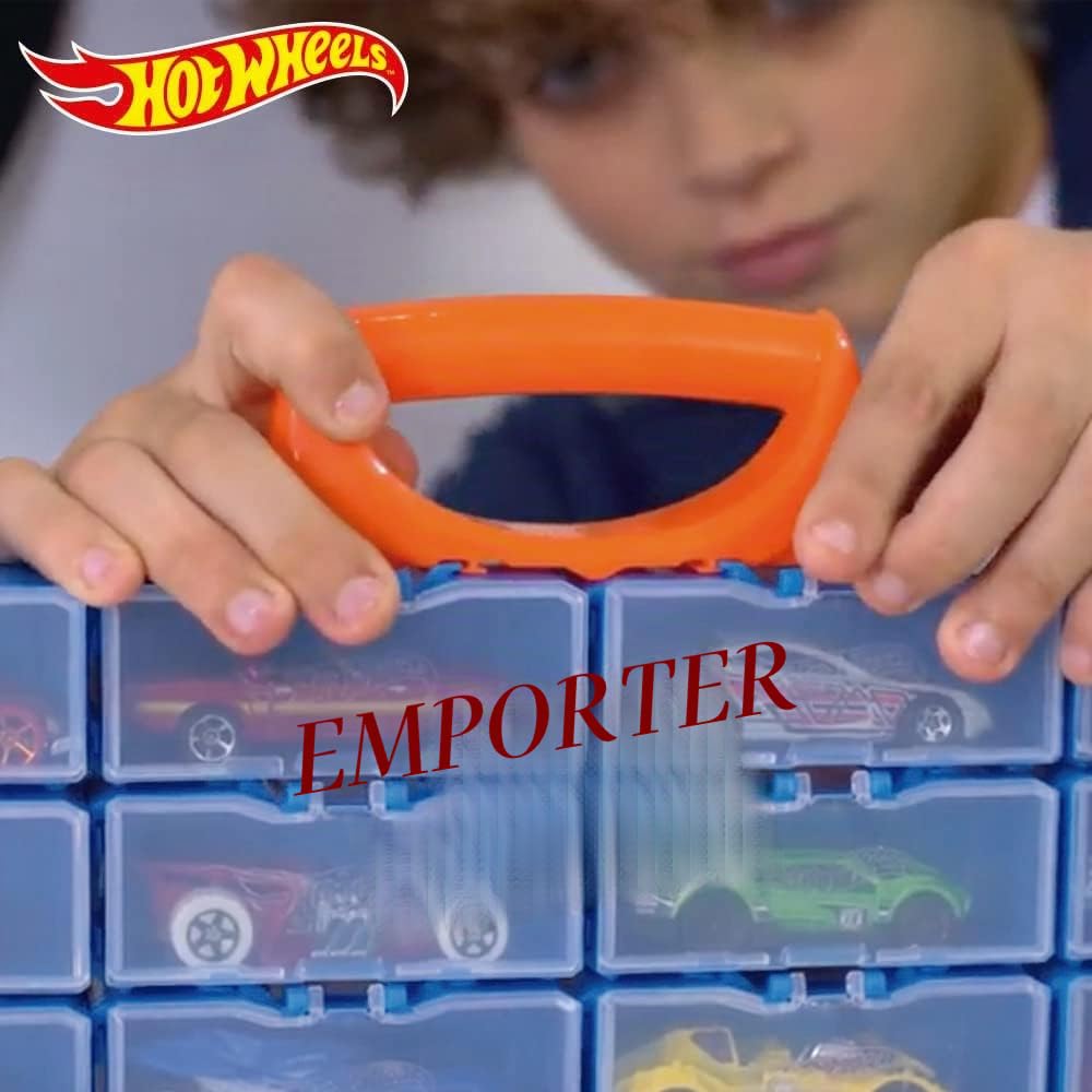 Hot Wheels Multibrick Mallette de collecte I Espace jusqu'à 28 Voitures I Compatible les pistes I Jouer et Construire, Rangement, Vitroce, Boîte de rangement, Boîte de rangement, Boîte de HWCC8C