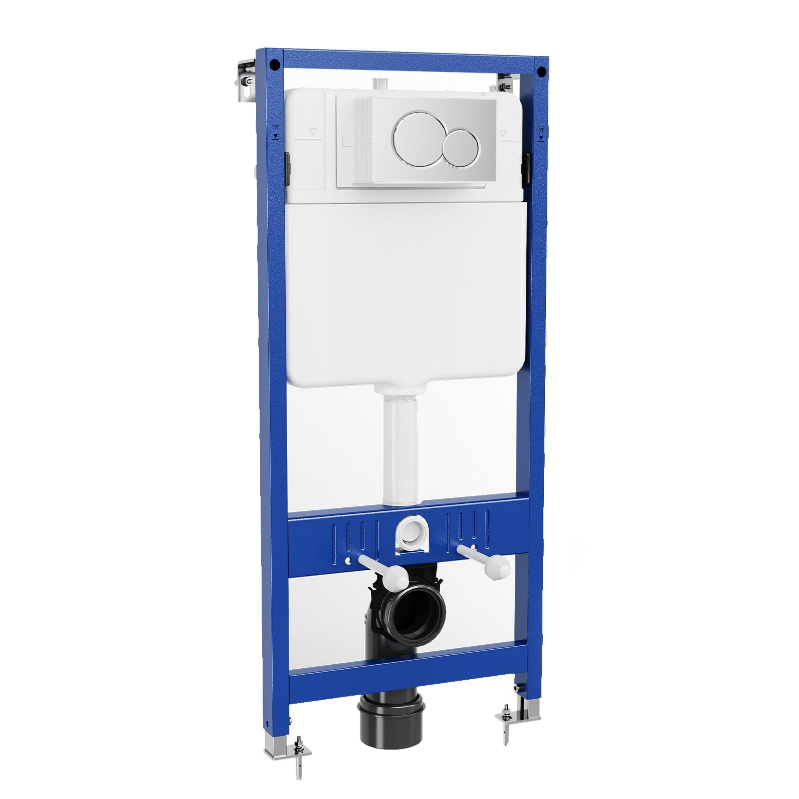 Set pour WC suspendu bâti-support, Élément de WC encastré avec réservoir de chasse et plaque de déclenchement - Rincage double commande, silencieux et gain de place