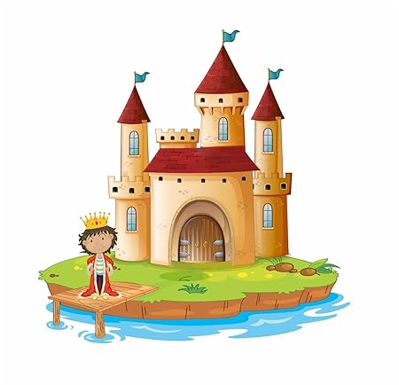 Asmi Collections Wall Stickers Prince at a Castle Near River