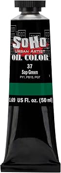 Soho Urban Artist Oil Paint - Sap Green, 50 ml Tube - Best Valued Oil Colors for Painting, Excellent Pigment Load