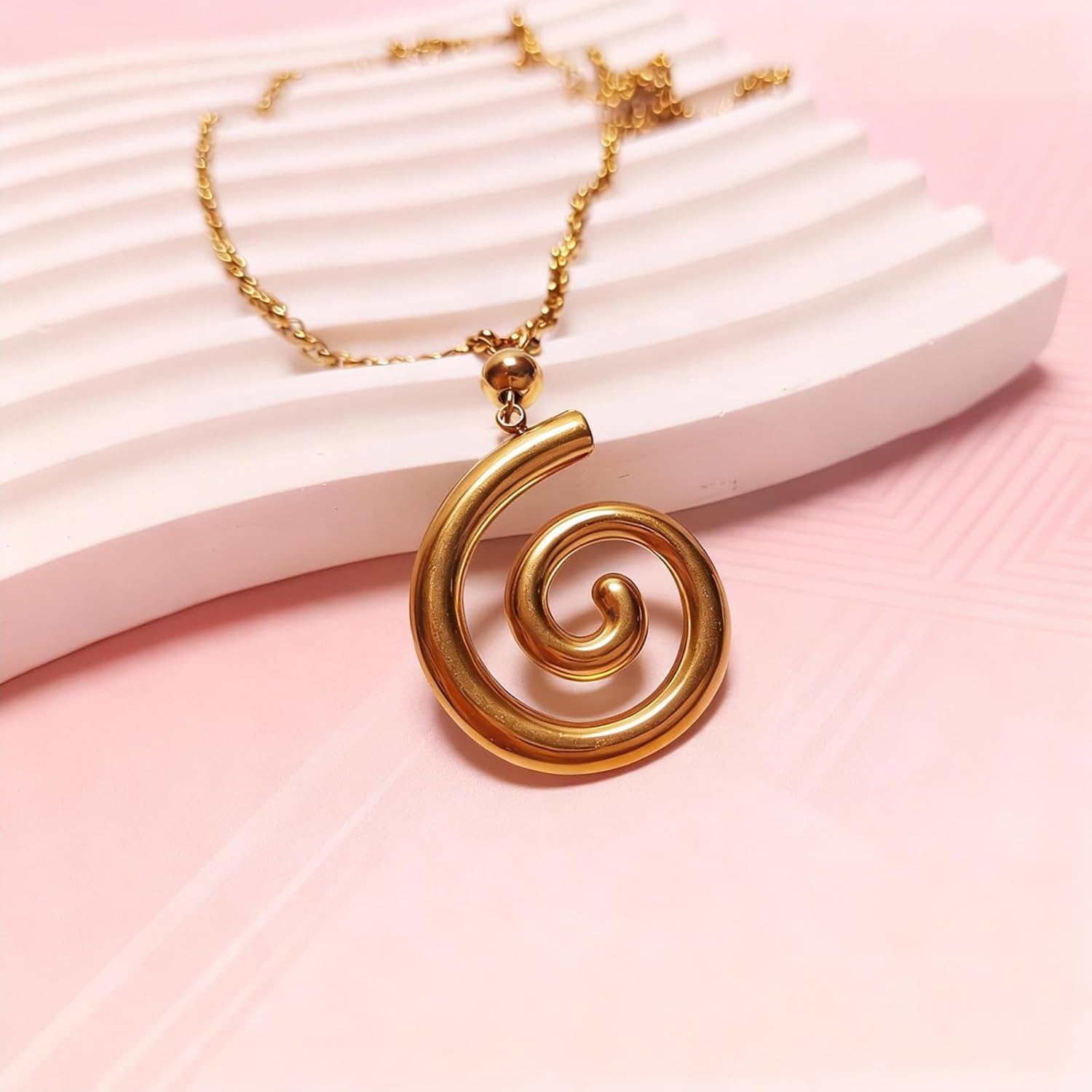 Shell Spiral Necklace for Women, Gold Statement Boho Necklace with Ocean Swirl Pendant, Beach Jewelry Summer Gifts Trendy - Image 7