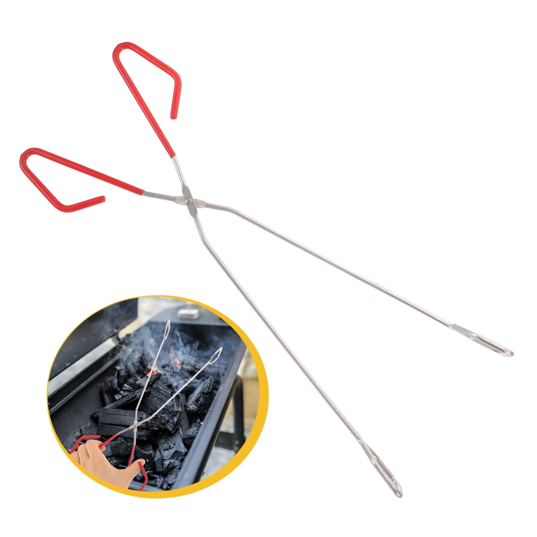 ibasenice 4 Piezas Pinzas de extendidas fosa agarrador de troncos pequeño madera Accesorio el acontecimiento tenazas cocina clip de carbón alargado pinzas para carbón Acero inoxidable