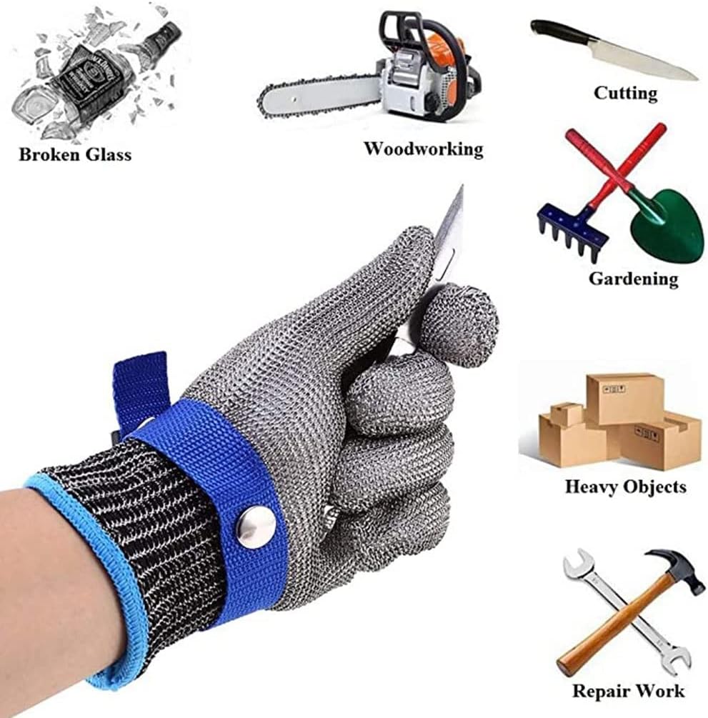 Cut Resistant Glove 316 Stainless Steel Cut Resistant Gloves, Food Grade Non-Slip Safety Work Gloves, Comfortable and Breathable (Size : 1pcs/XXXL)