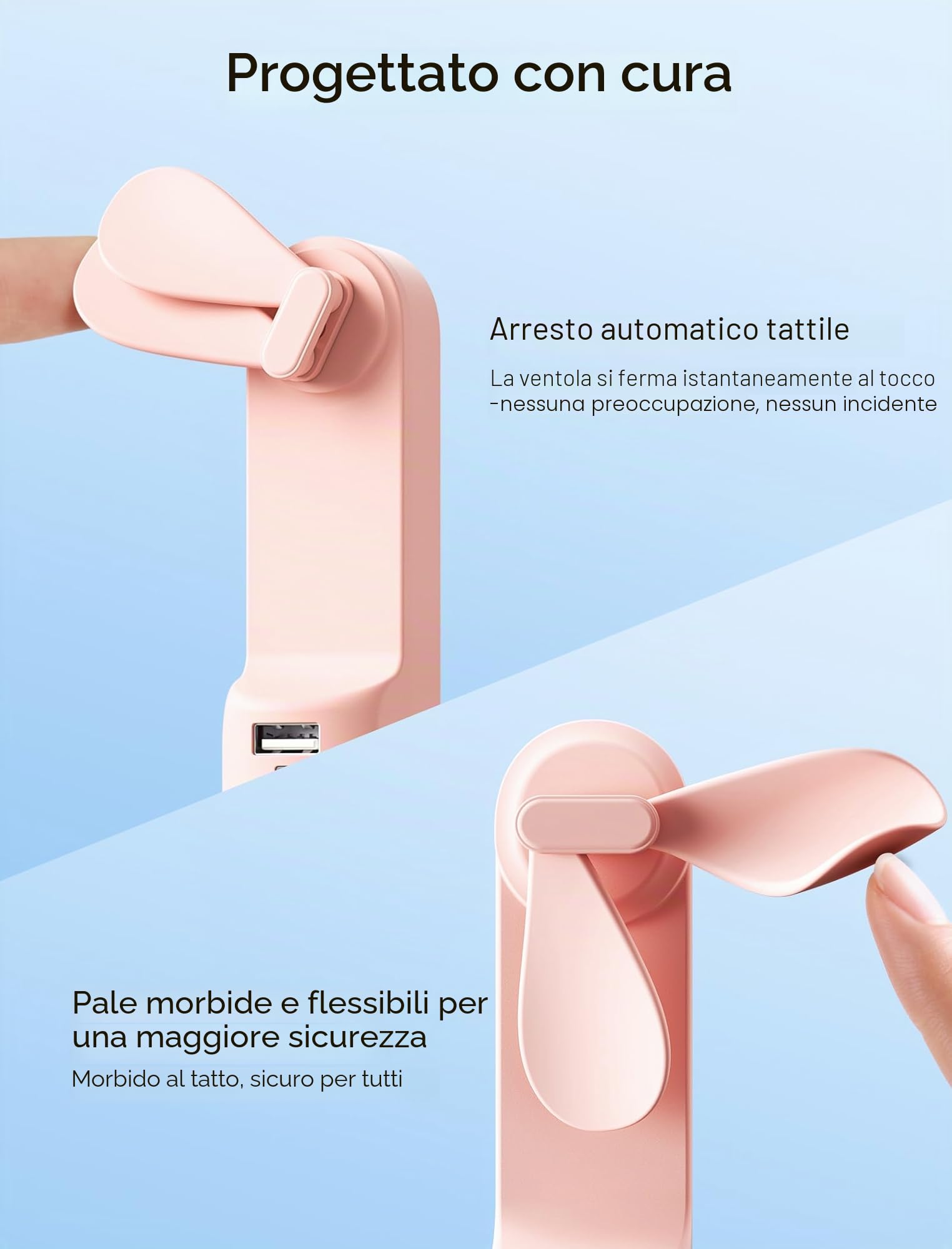 JISULIFE Mini ventilatore portatile 3 in 1, ricaricabile, ventilatore a batteria [14-21 ore di lavoro] con batteria esterna, funzione torcia rosa