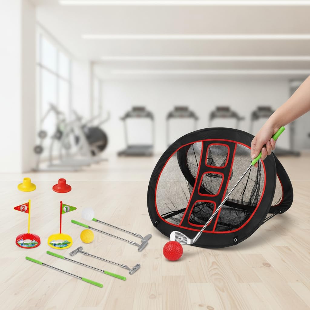 Set da Golf per Bambini, Mini Golf 3 Palline, Regalo, Giocattolo Sportivo Educativo, per Giardino E Interni, Montaggio Immediato, Portatile,