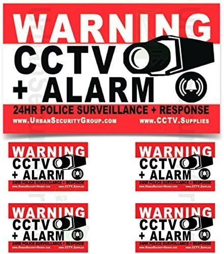 USG Set of Five Security Decals Stickers 5 x 3 Rectangle Easy to Read Design for Windows, Doors, Walls, Any Surface Durable Weatherproof Thick Vinyl with UV Laminate Warning CCTV Alarm