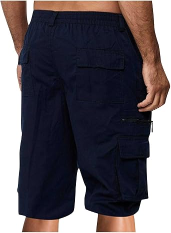 Mens Big and Tall Shorts Casual Drawstring Elastic Waist Cargo Shorts Multi Pockets Summer Loose Tooling Shorts