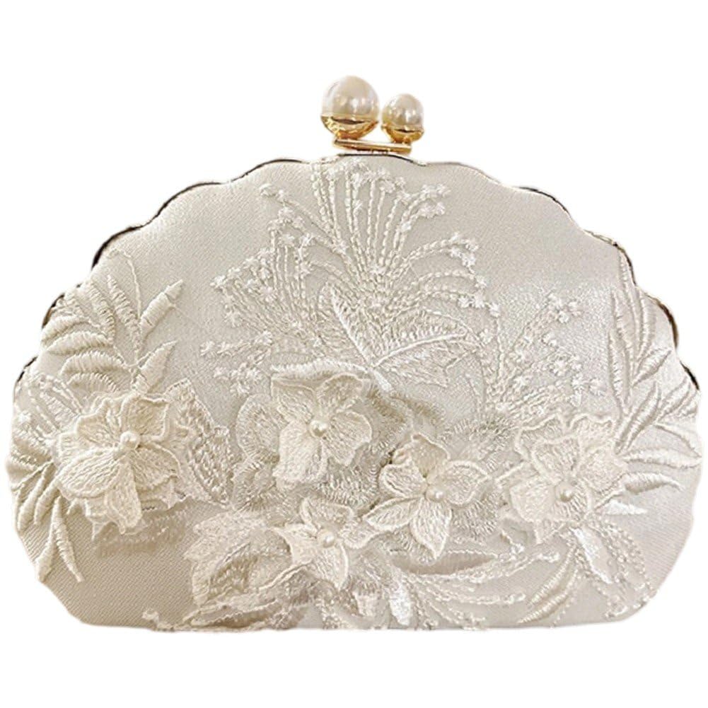 Sac de soirée formel avec fermeture éclair sécurisée et broderie florale raffinée