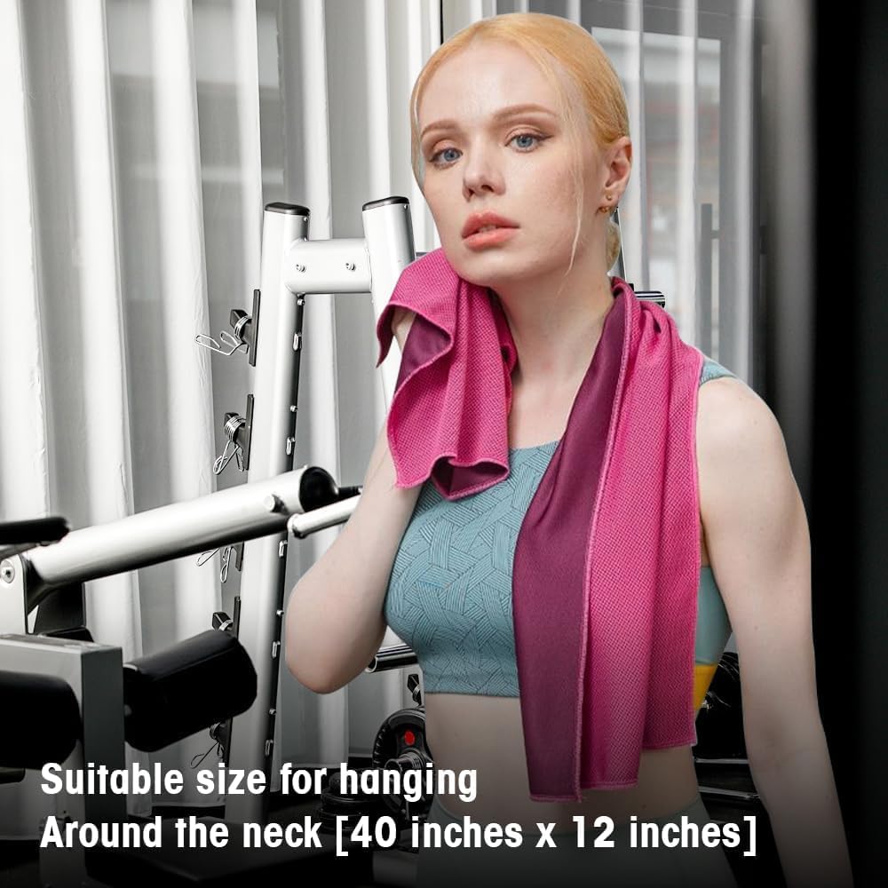 4 Piezas Toalla Microfibra Gimnasio, 100x30cm Toalla de Enfriamiento Deportiva Toallas Gimnasio Secado Rápido Cooling Towel para Yoga Golf Correr Fitness Gym