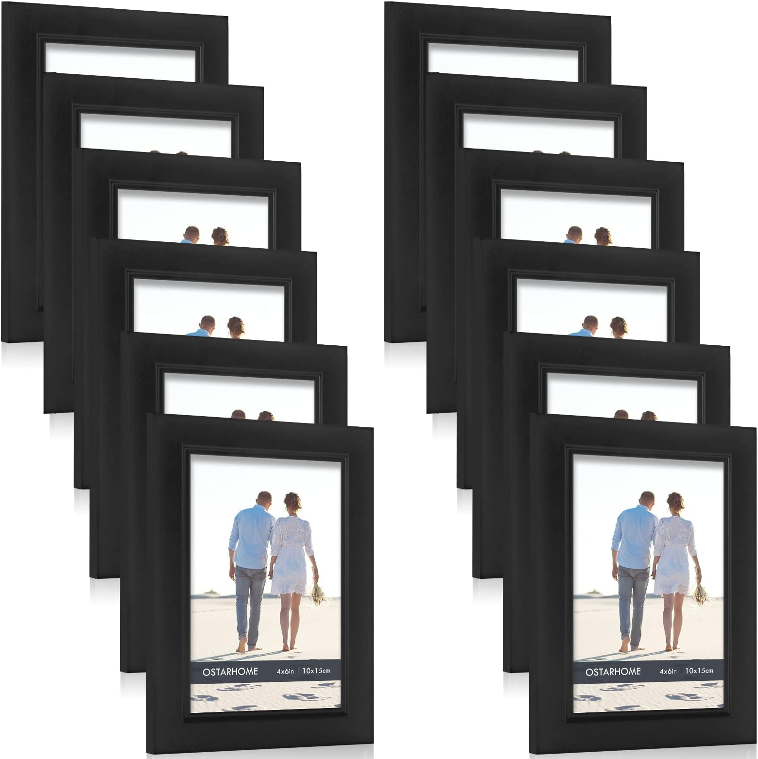 4 x 6" Black Plastic Picture Frame 12 Pack