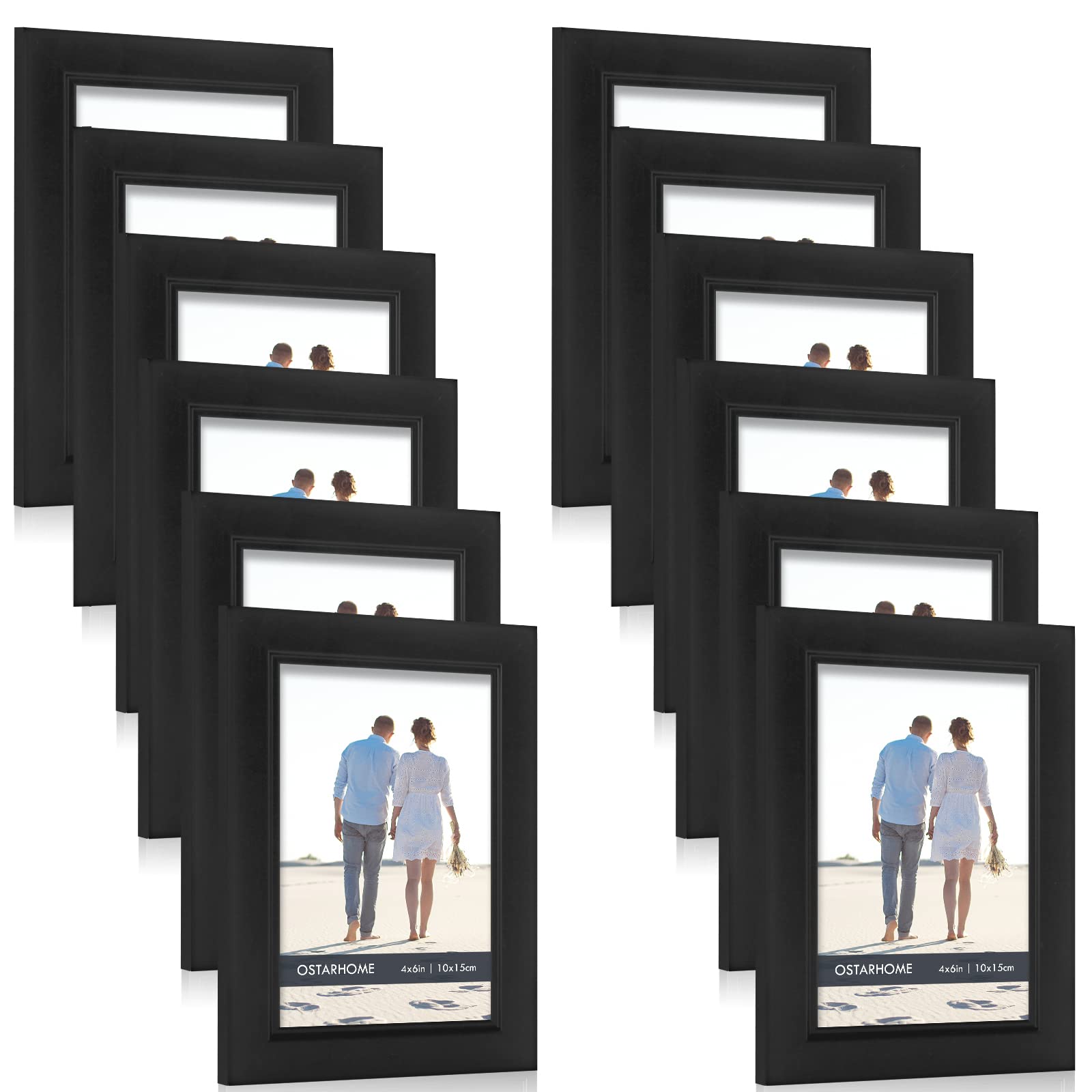 4 x 6" Black Plastic Picture Frame 12 Pack