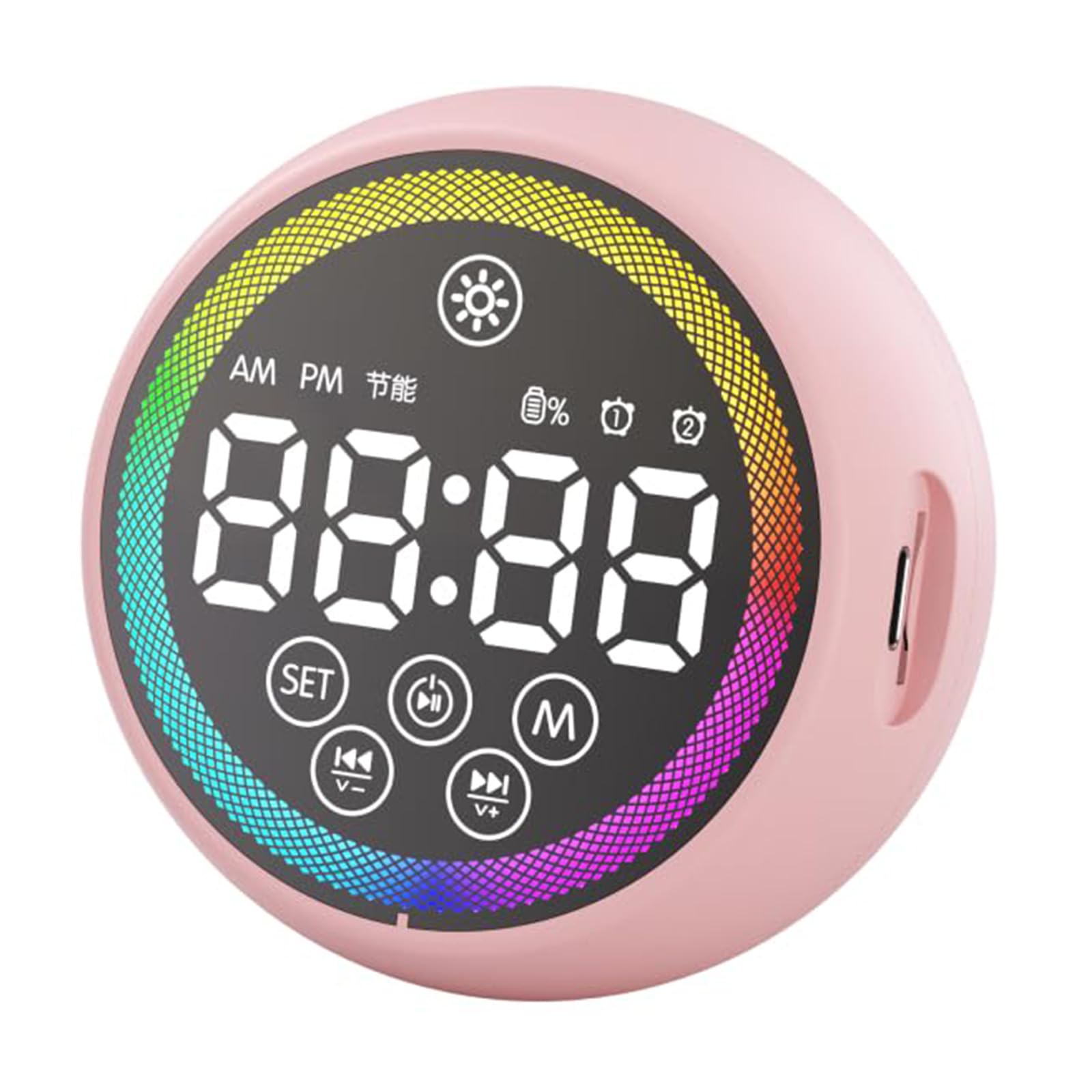 BT Alarm Clock BT Audio and Voice Broadcast Sound Machine Alarm Clock LED Touch Screen Sleep Aids Suitable for All Ages