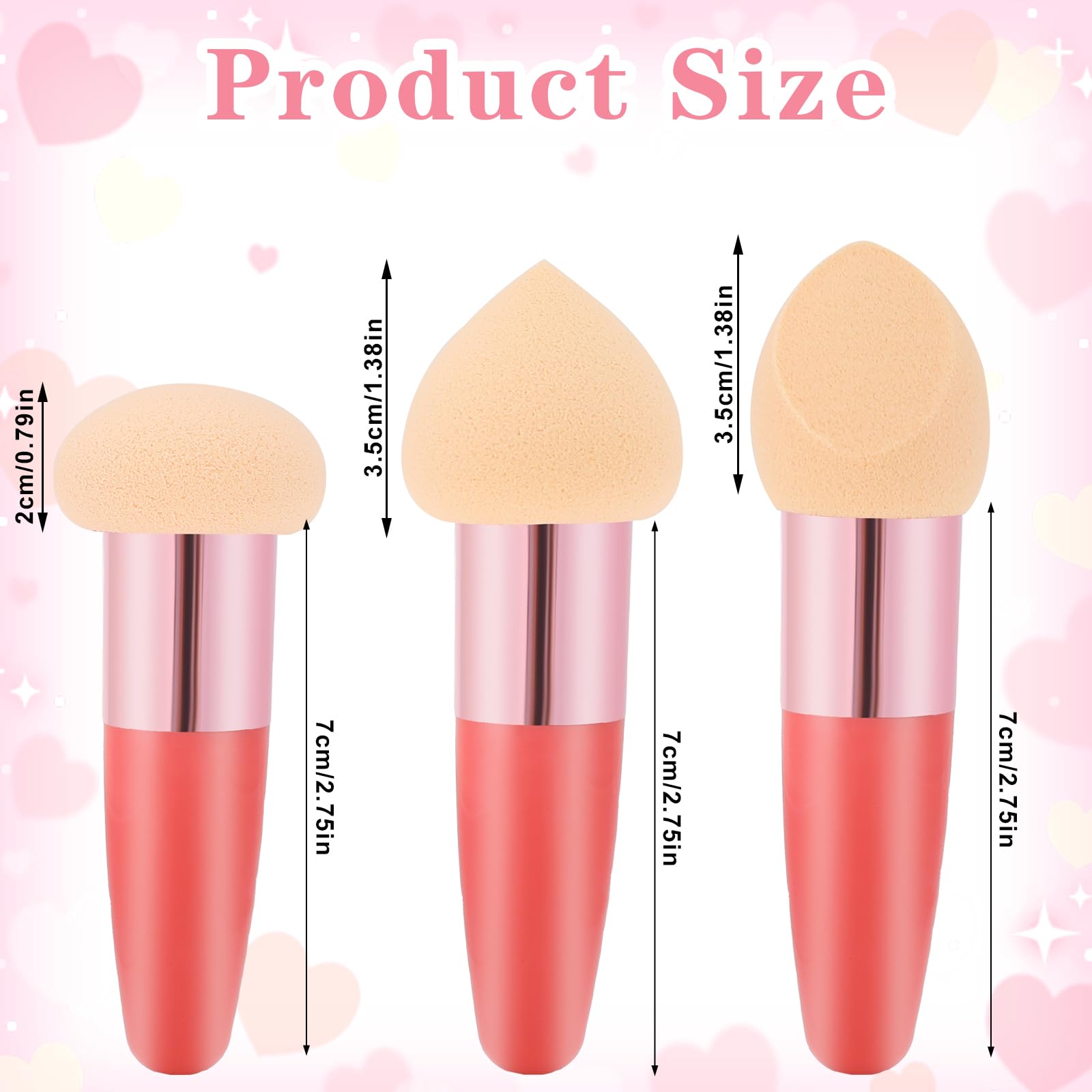Oruola 3 Pcs Mushroom Makeup Sponges for Foundation,Long Handle Cosmetic Sponges for Makeup,Applicator Sponge for Skin,Beauty Blender with Plastic Handle,Multipurpose Mushroom Powders Puff Dry and Wet - Image 2
