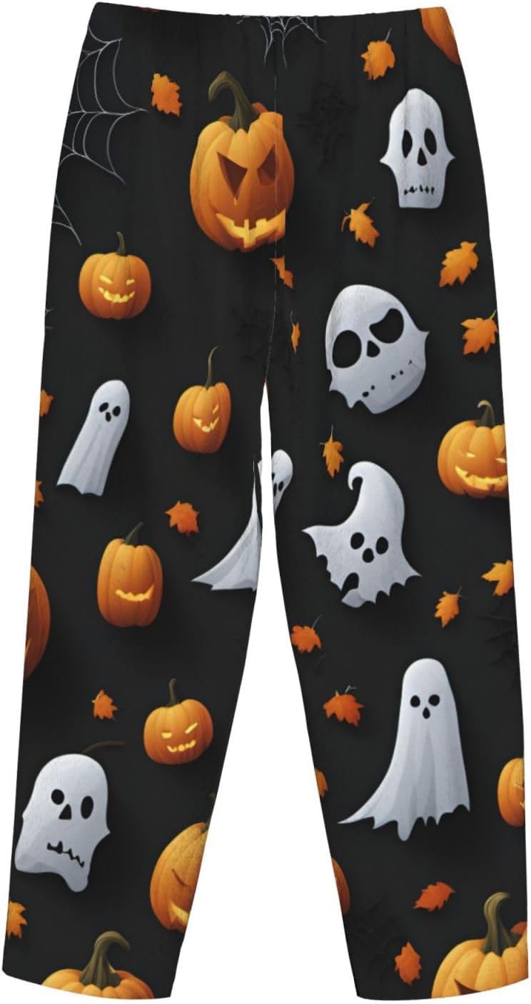 Cute Halloween Pattern Print Women'S Flannel Pajama Pants,Soft Warm Pajama Bottoms,Perfect For Holiday Lounging