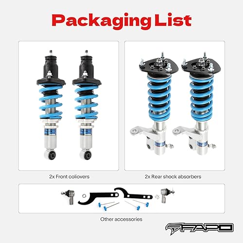 Miniatura 6 de FAPO - Suspensión de altura ajustable coilover, monotubo, amortiguador ajustable de 16 niveles compatible con Honda Civic 2001-2005 EM ES con Honda