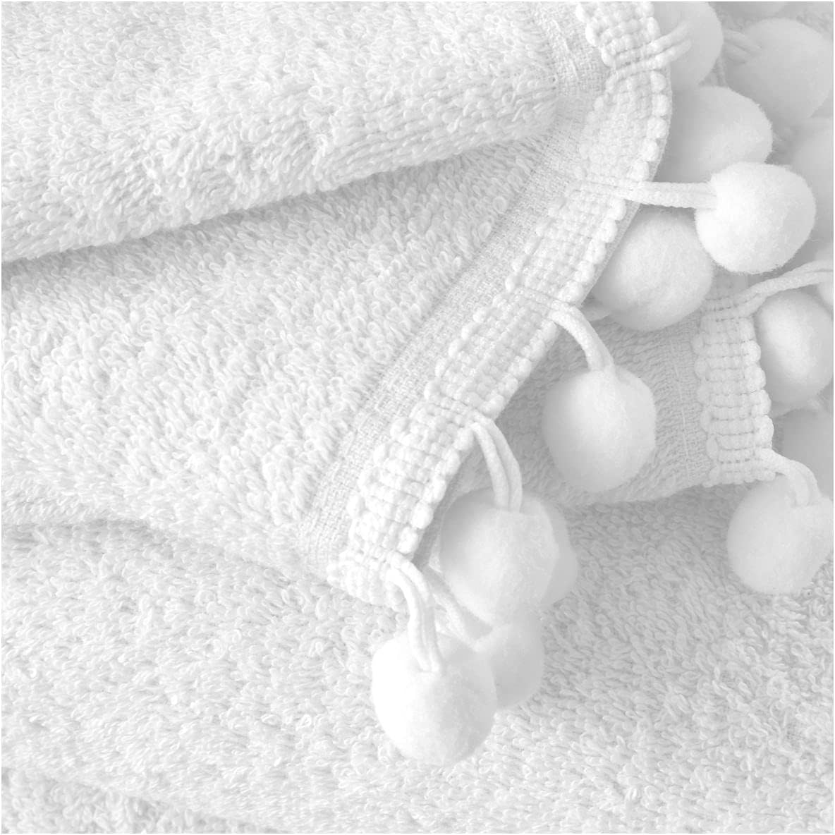 GC GAVENO CAVAILIA Luxury 2PK Pom Pure Cotton 550 GSM Hand Towels OR Ultra Soft Super Absorbent, Egyptian, White, Pack of 2 Bath Sheet - Image 4