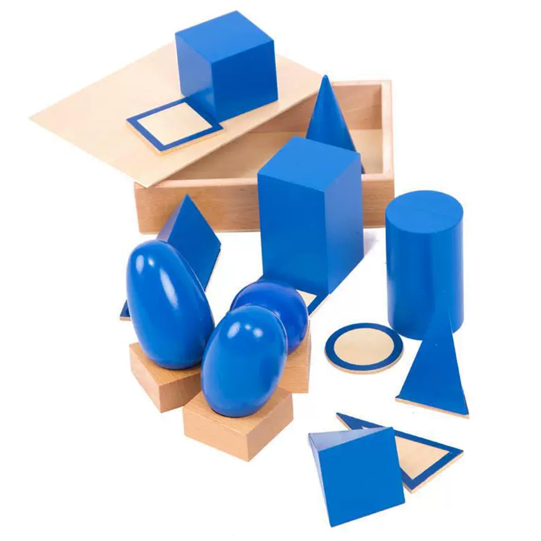 Formas 3D ideales para enseñar juguetes de madera con tarjetas a juego Conjunto de sólidos geométricos ideal para el aprendizaje preescolar Clasificador de formas Bloques de patrones Manipulativos