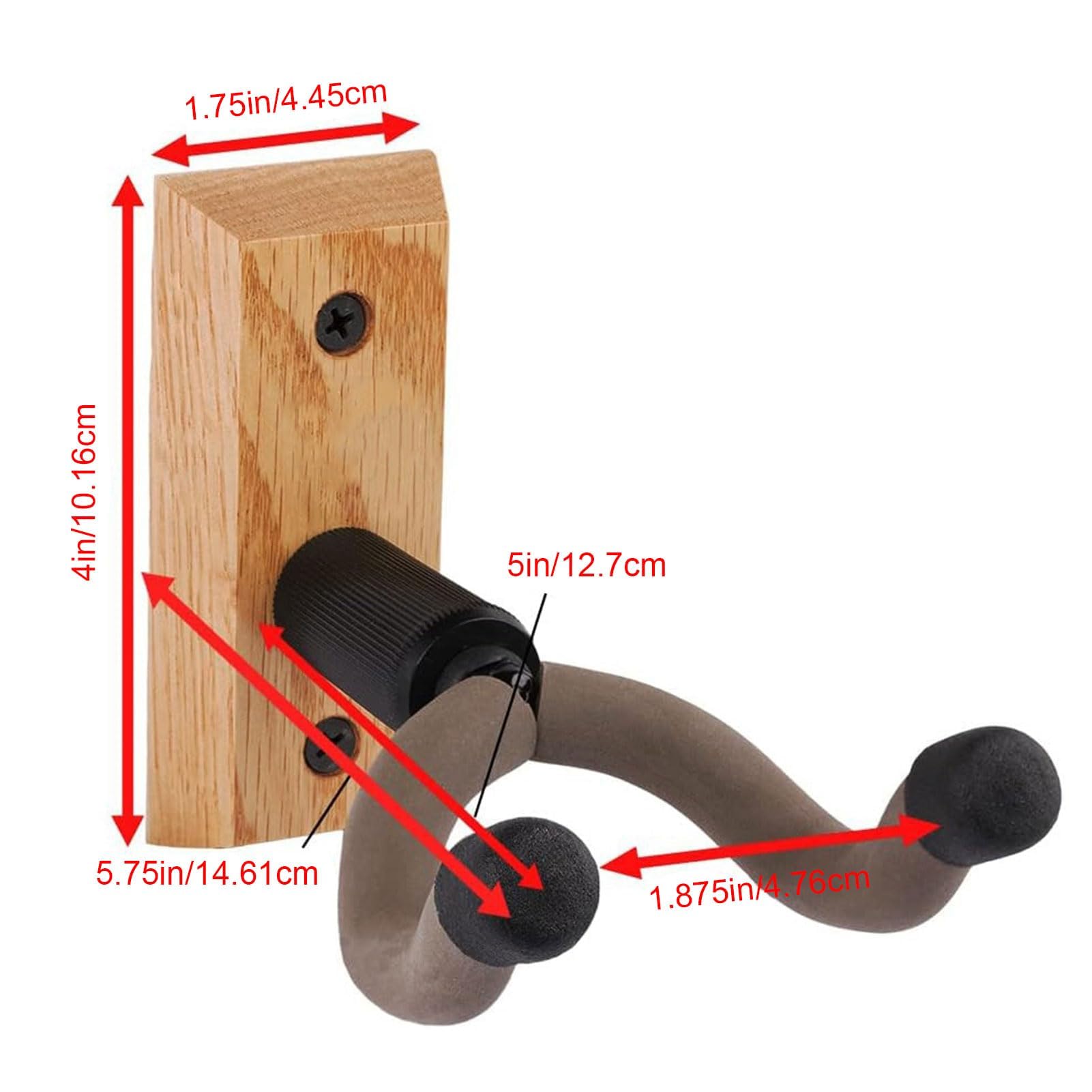 Wieszak do Montażu na ścianie z Litego Drewna i Metalu do Gitary Basowej Wieszak na gitarę z 5 Kostkami do Ukulele (2PCS)