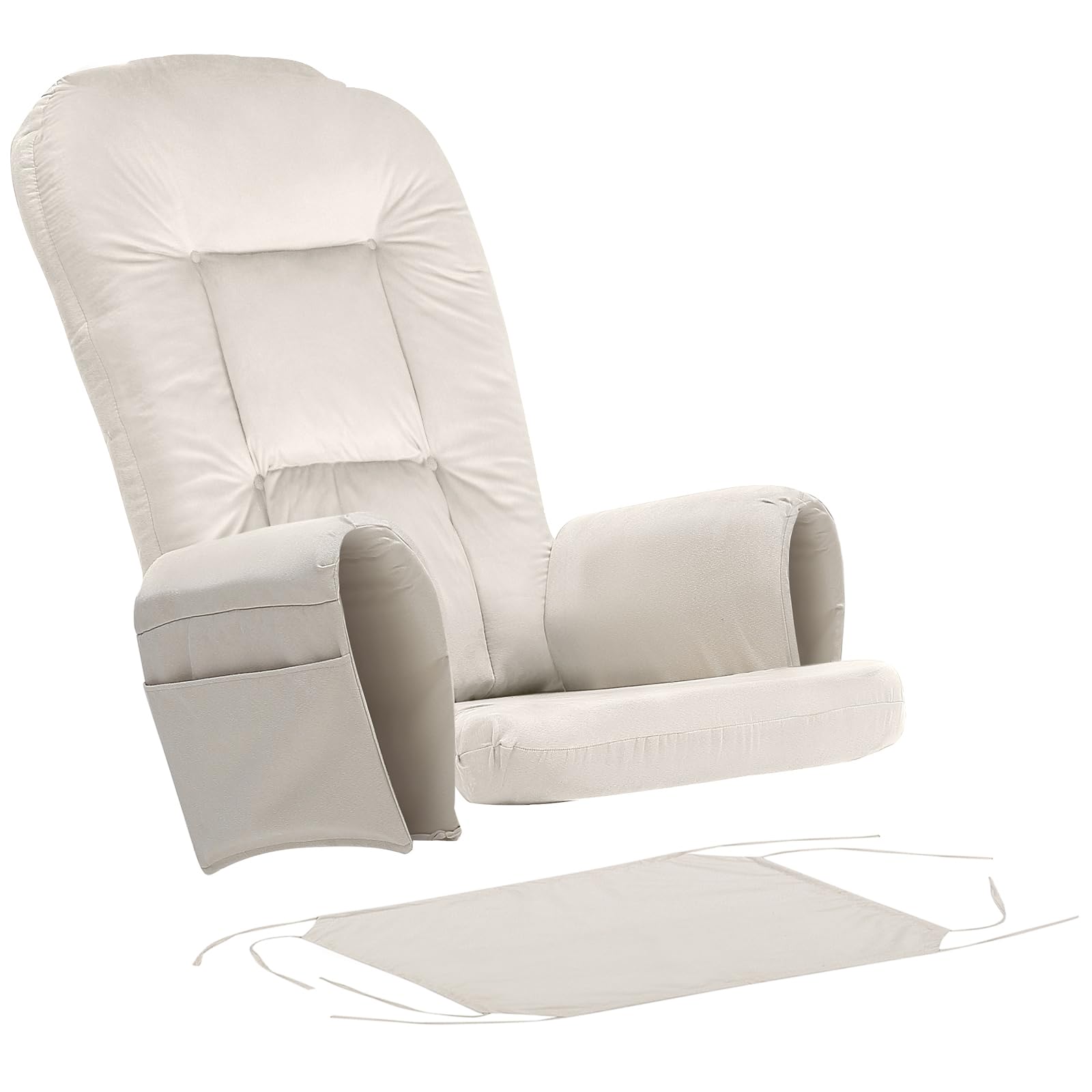BECHAEO 5PCS Thickened Glider Rocker Replacement Cushions – Velvet, Beige