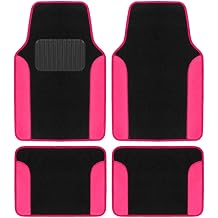 BDK Hot Pink Carpet - Two-Tone Faux Leather Automotive Floor Mats, Included Anti-Slip Features and Built-in Heel Pad, Stylish Floor Mats for Cars Truck Van SUV