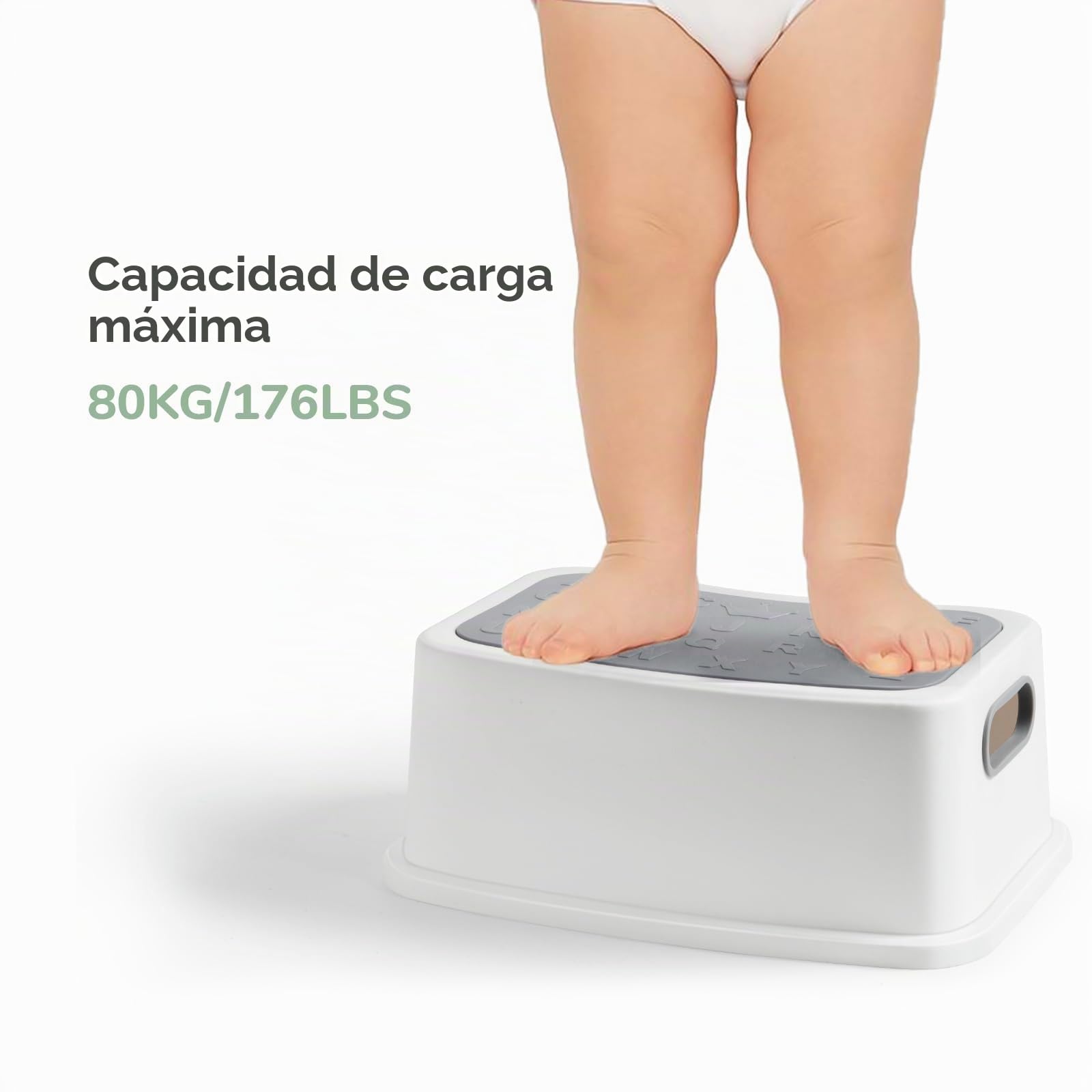 DEANIC Taburete Baño Niños Escalon Infantil 2 Peldaños 30x37.5x25cm Antideslizante Gris