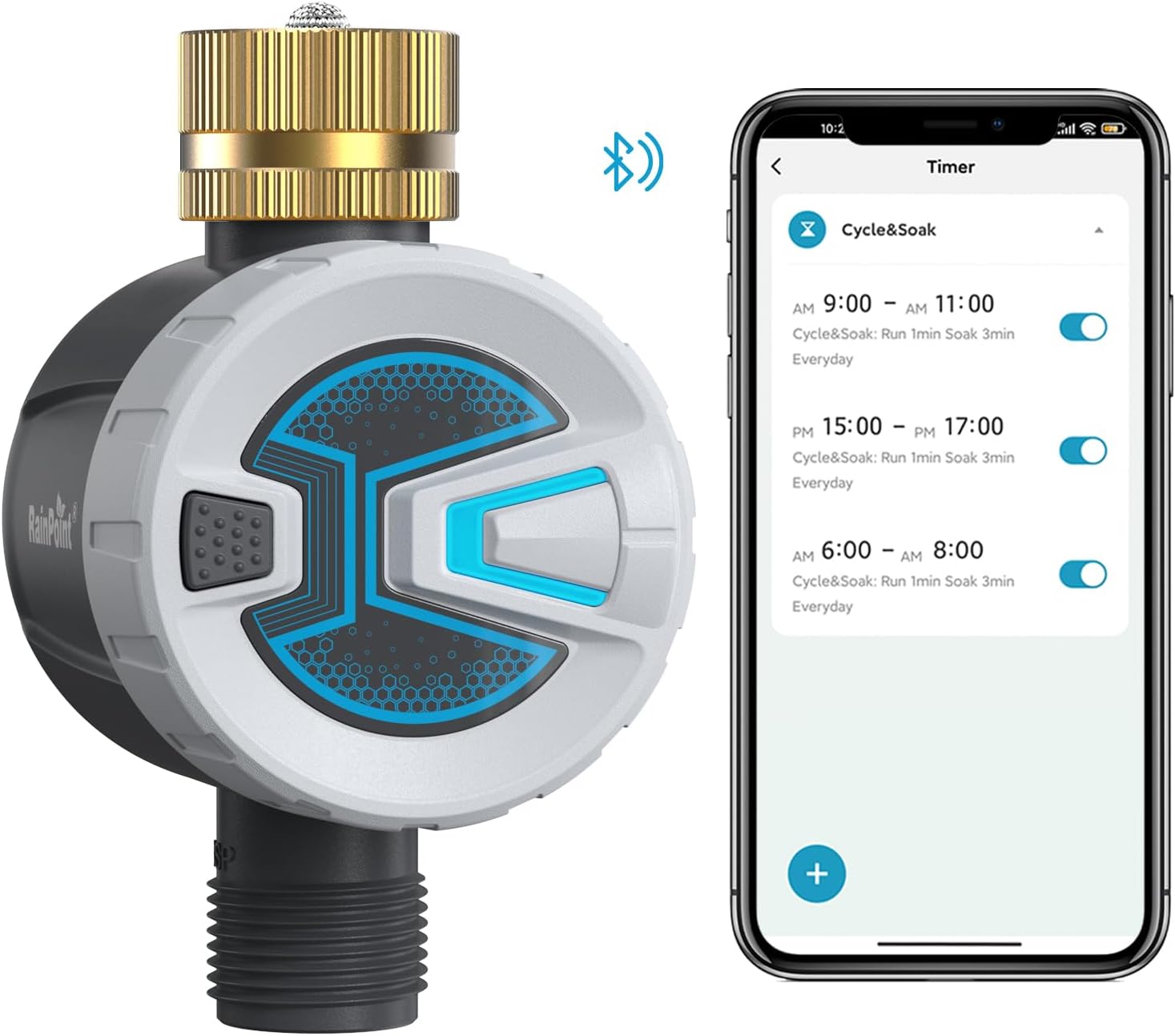 Sprinkler Timer Outdoor, Bluetooth Hose Timer to 60M Connect Range, Digital Irrigation Water Timer for Garden Hose, Faucet Timer for Lawn Yard