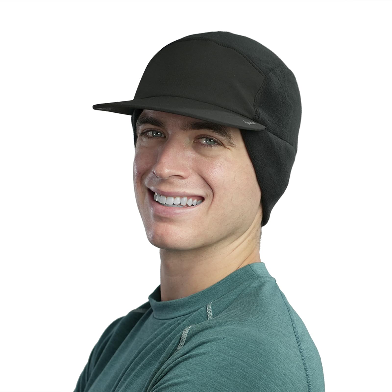 TrailHeads Gorro de invierno para hombre con visera, gorro de forro polar para hombre, sombreros cálidos para hombre, gorro negro, para correr, golf de invierno
