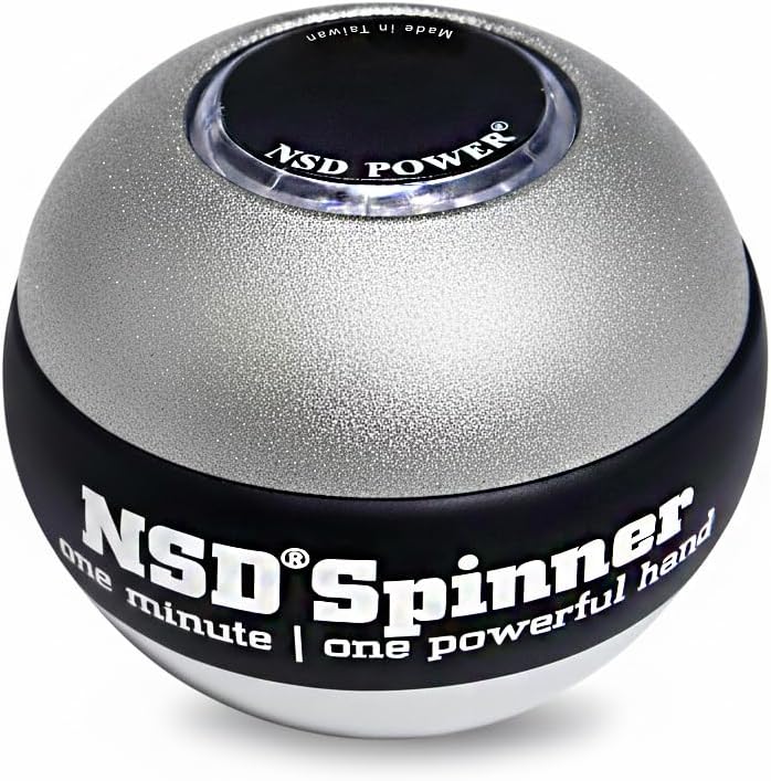 NSD Metallic Titan Spinner Gyro Ball – Grip Strengthener for Forearms, Wrist & Hands – String Start Design, Up to 15,000 RPM – Portable Wrist Trainer & Workout Equipment– For Desk Workers & Athletes