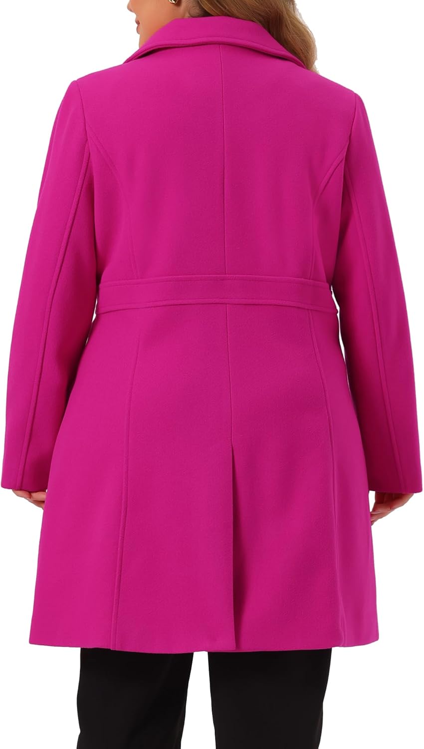 Agnes Orinda Plus Size Coat for Women Peter Pan Collar Single Breasted Winter Long Coats - Image 4