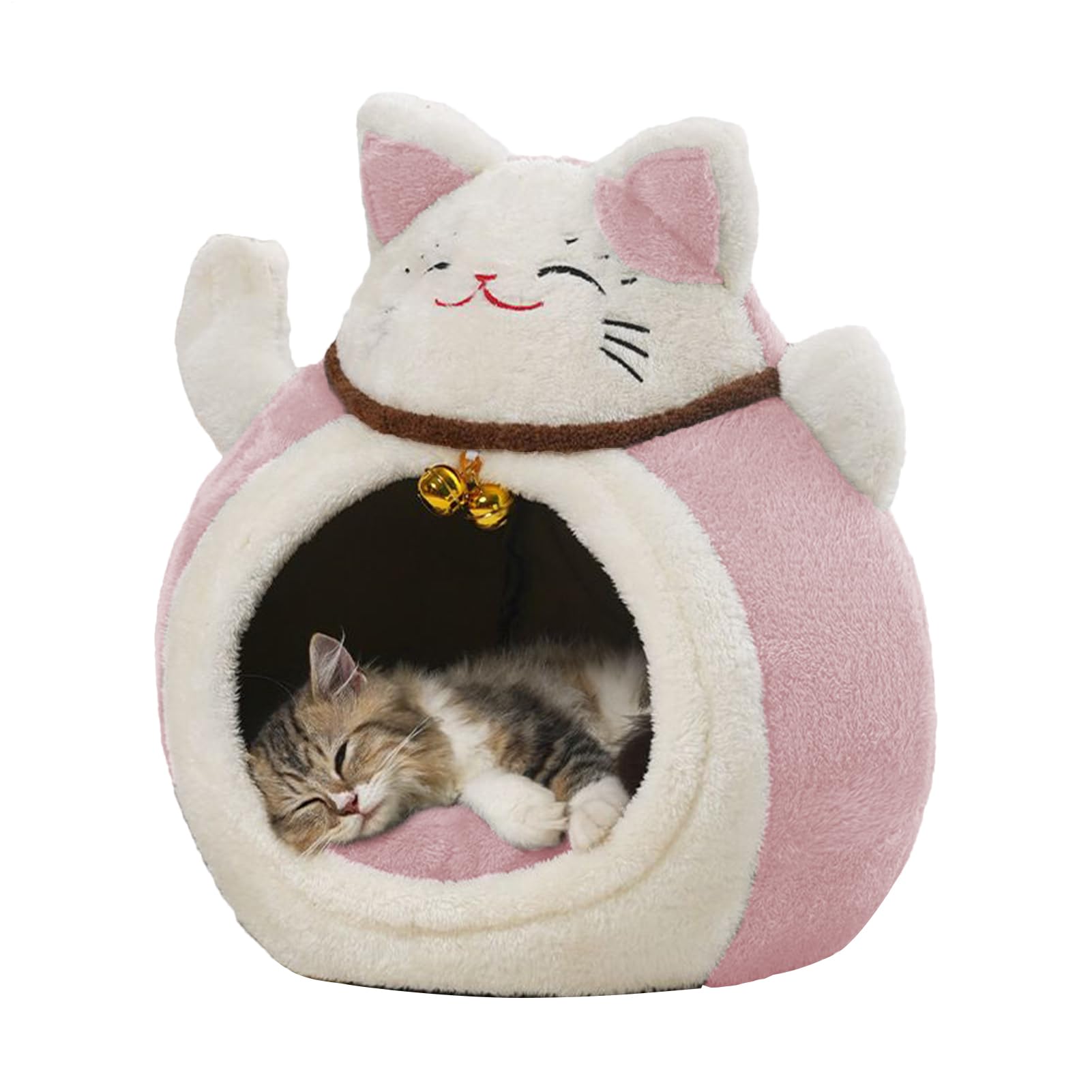 Cama de gato para clima frío cúpula semicerrada con cojín para interior