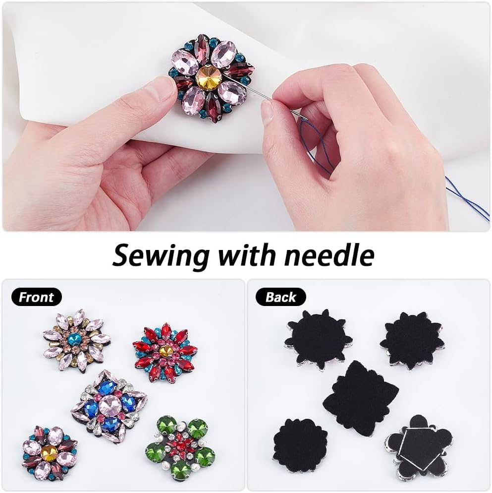 GORGECRAFT 5 Styles Rhinestone Bead Applique 3D Embroidery Flower Glass Crystal Beading Decorative Sew on Floral Patches Costume Accessories for Clothes Bag Pants Shoes Neckline Repair DIY Sewing