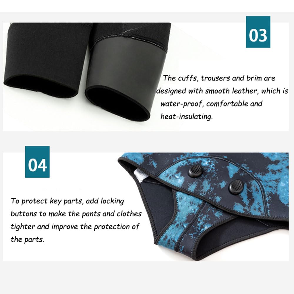 Muta Da Uomo e Donne a Maniche Lunghe, Due Pezzi in Neoprene 3mm per Pesca Sub, Apnea, Snorkeling, Surf, Canoa, Immersioni Subacquee - Giacca e Pantalone Completi