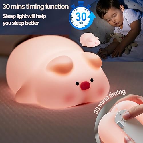 Miniatura 34 de Luz nocturna LED de gato, 16 colores regulables para guardería, luz nocturna kawaii, súper blanda de silicona recargable por USB, lámpara de noche