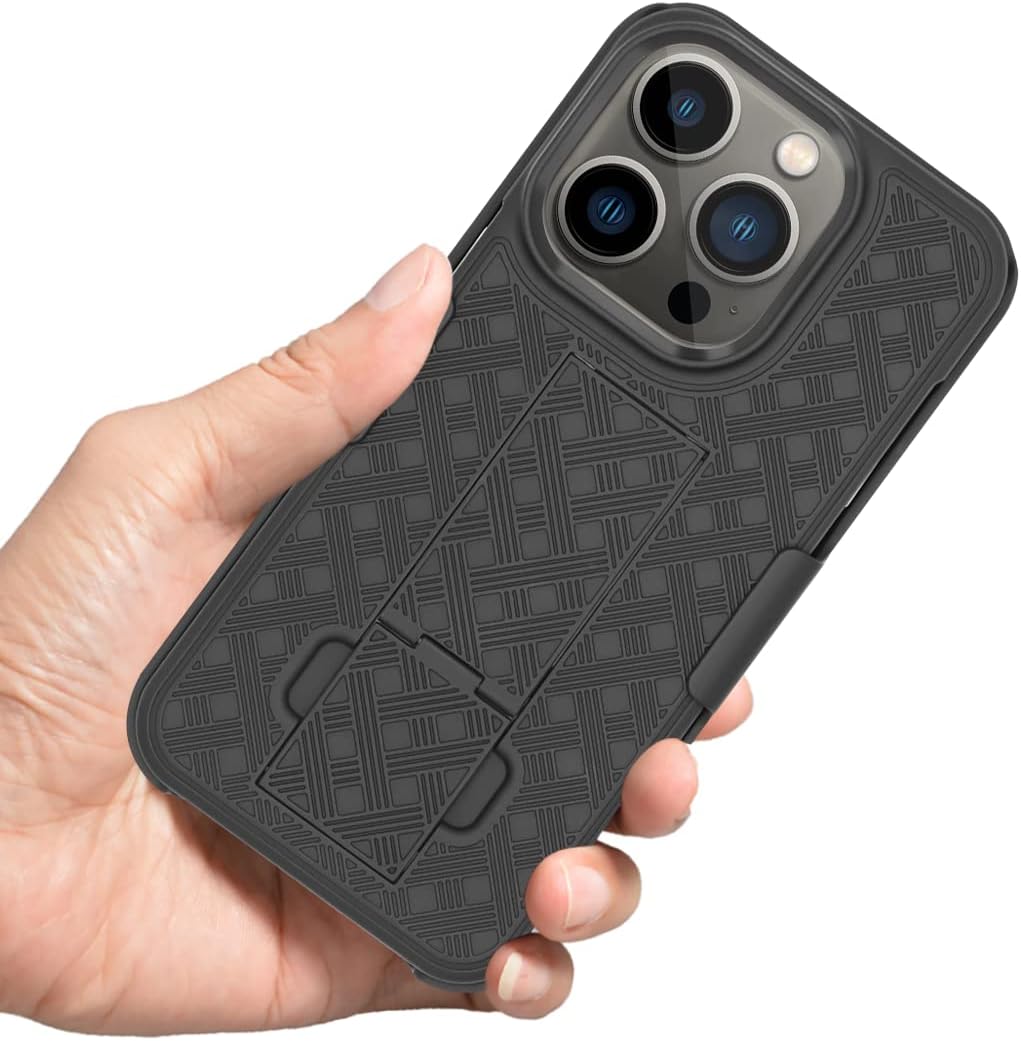 Fingic Compatible with iPhone 14 Pro Case, iPhone 14 Pro 5G Holster Case Combo Shell Slim Rugged Case with Kickstand Swivel Belt Clip Holster Shockproof Cover for iPhone 14 Pro 5G 6.1 inch, Black - Image 8