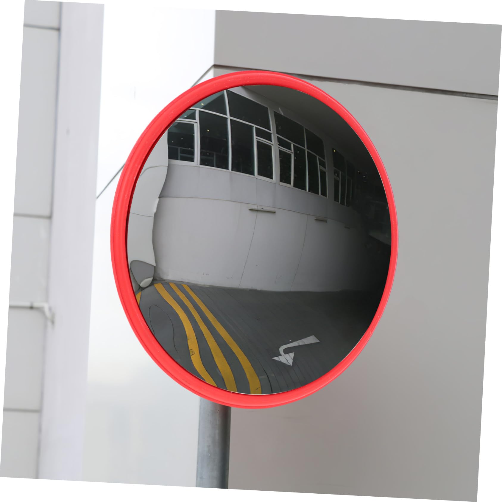 Specchio di Sicurezza Stradale da Esterni, 30cm, Rosso | Design Curvo ad Alta Definizione, Abs e Pc, Strumenti e Istruzioni Inclusi