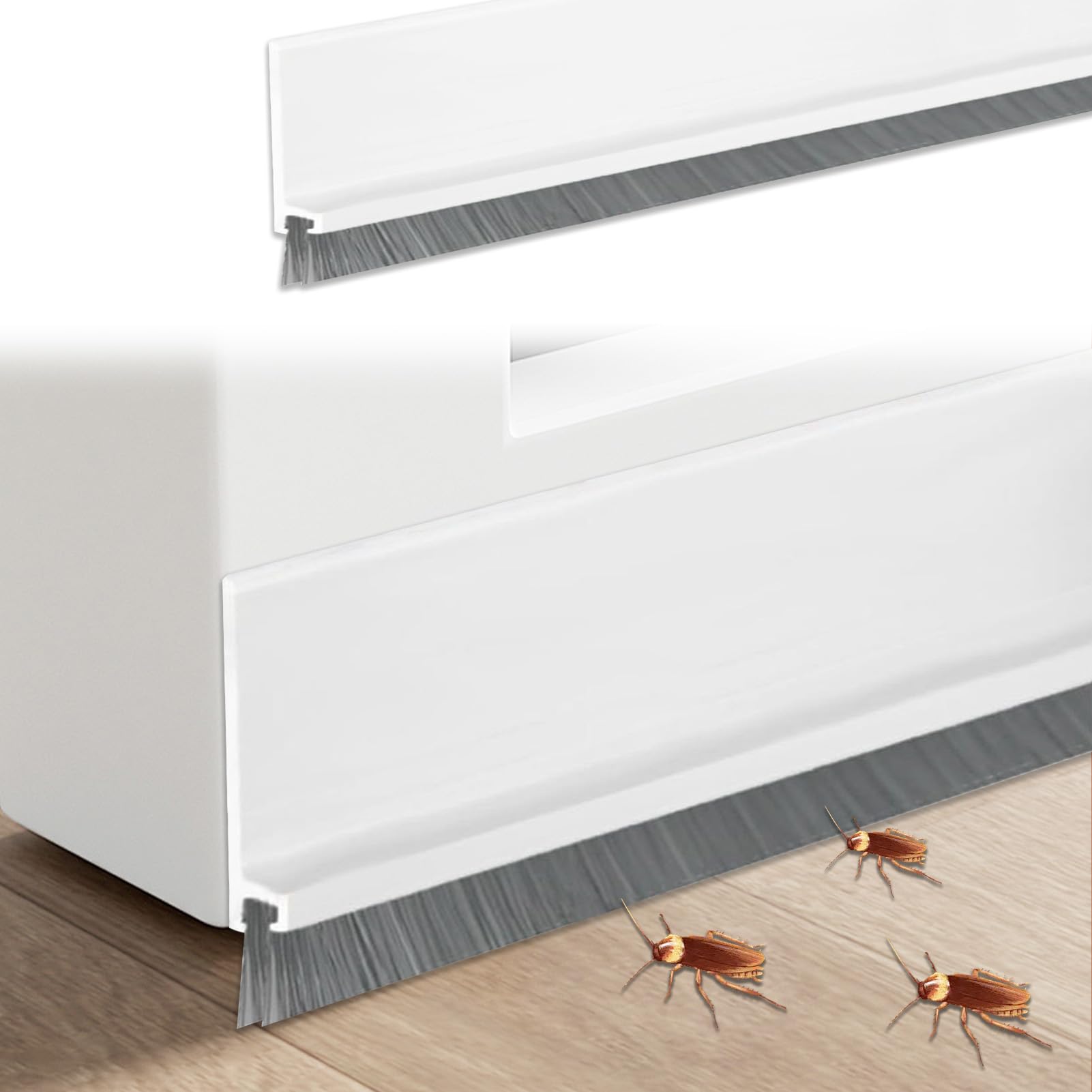 Burlete Puerta Entrada, Burletes para Puertas, 5 x 100 cm Burlete Puerta con Ribete Denso, Junta de Cepillo Autoadhesiva Puerta de Garaje, Blanco