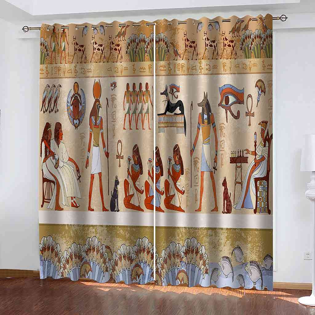 Rideau occultant Pharaon égyptien isolant thermique 300x270 cm pour grand salon