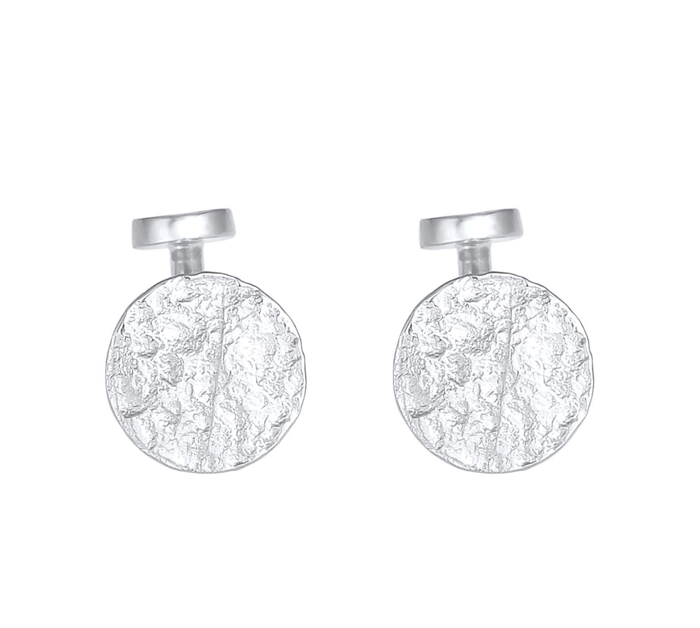 Kuzzoi Manschettenknöpfe Coin Design & Krawattennadel für Herren im gehämmerten Look, Herren Accessoire Set aus 925 Sterling Silber, Stilvolles Männer Geschenk für Hochzeit und Geburtstag