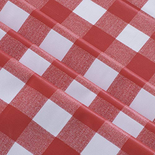 Image of sancua Checkered Vinyl Square Tablecloth - 54 x 54 Inch - 100% Waterproof Oil Proof Spill Proof PVC Table Cloth, Wipe Clean Table Cover for Dining Tables, Buffet Parties and Camping, Red and White