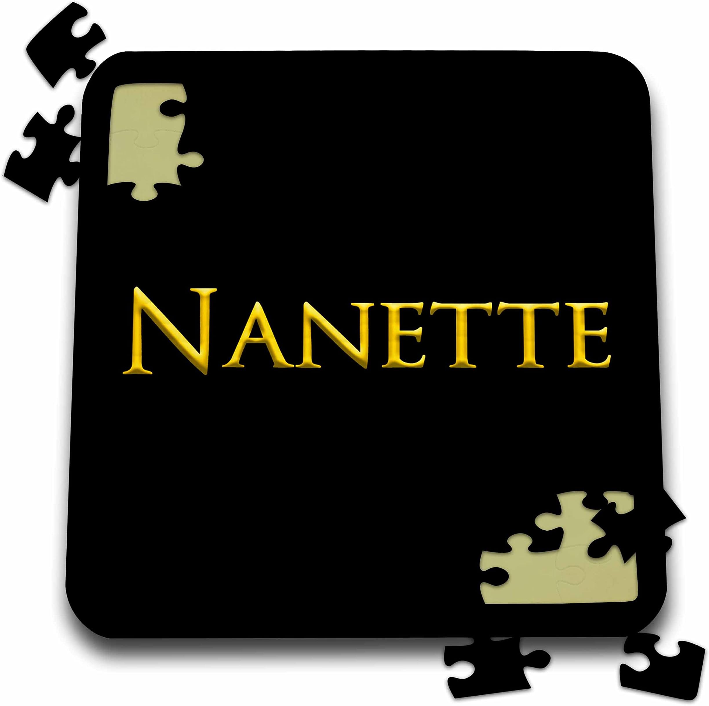 3dRoseNanette Favored Girl Baby Name in The USA. Yellow on Black Charm - Puzzles (pzl_356419_2)