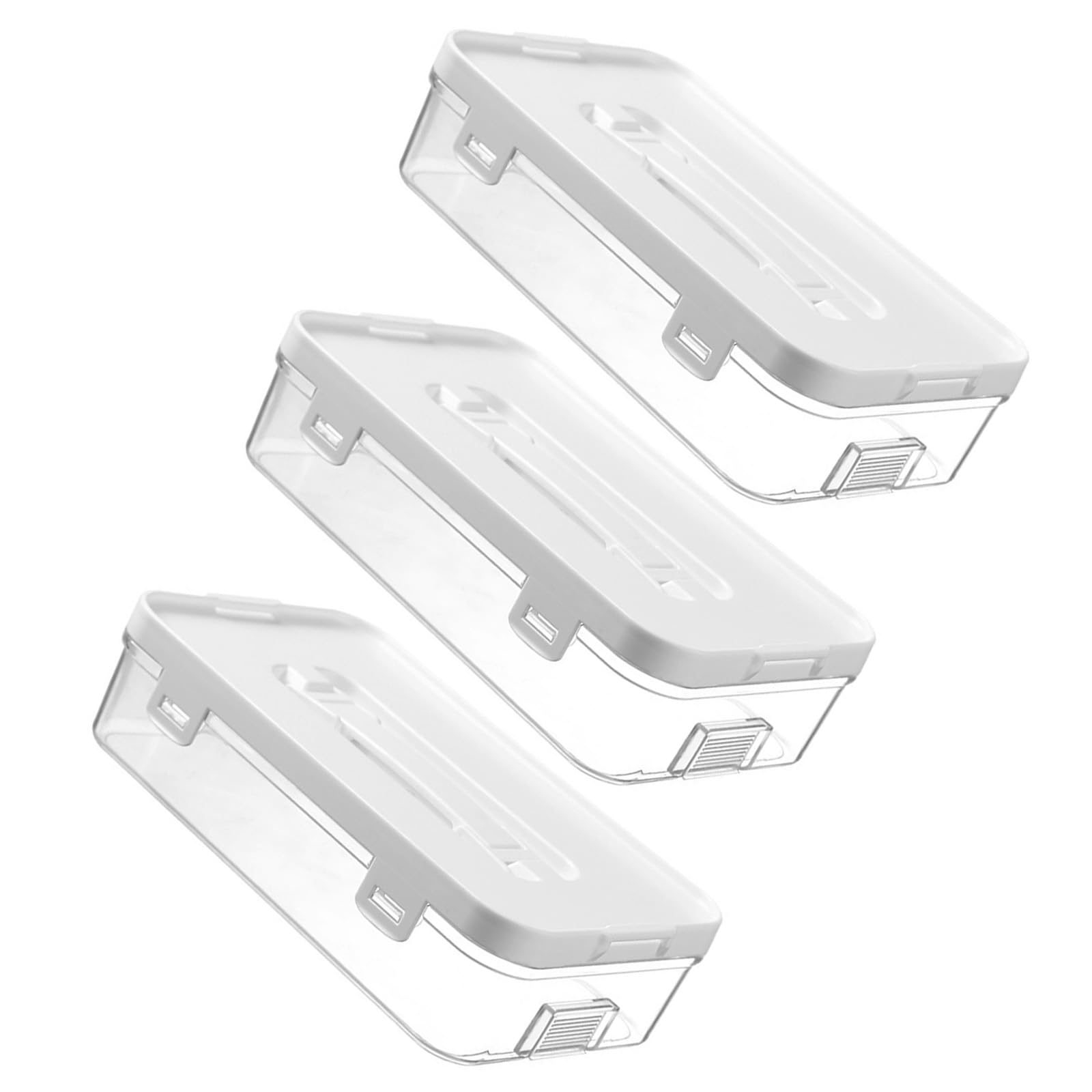 Zeiwohndc Of 3 Clear Desktop Boxes Equipped with Handles and Covers Sturdy for Long Time Organizational Use Box with Lid