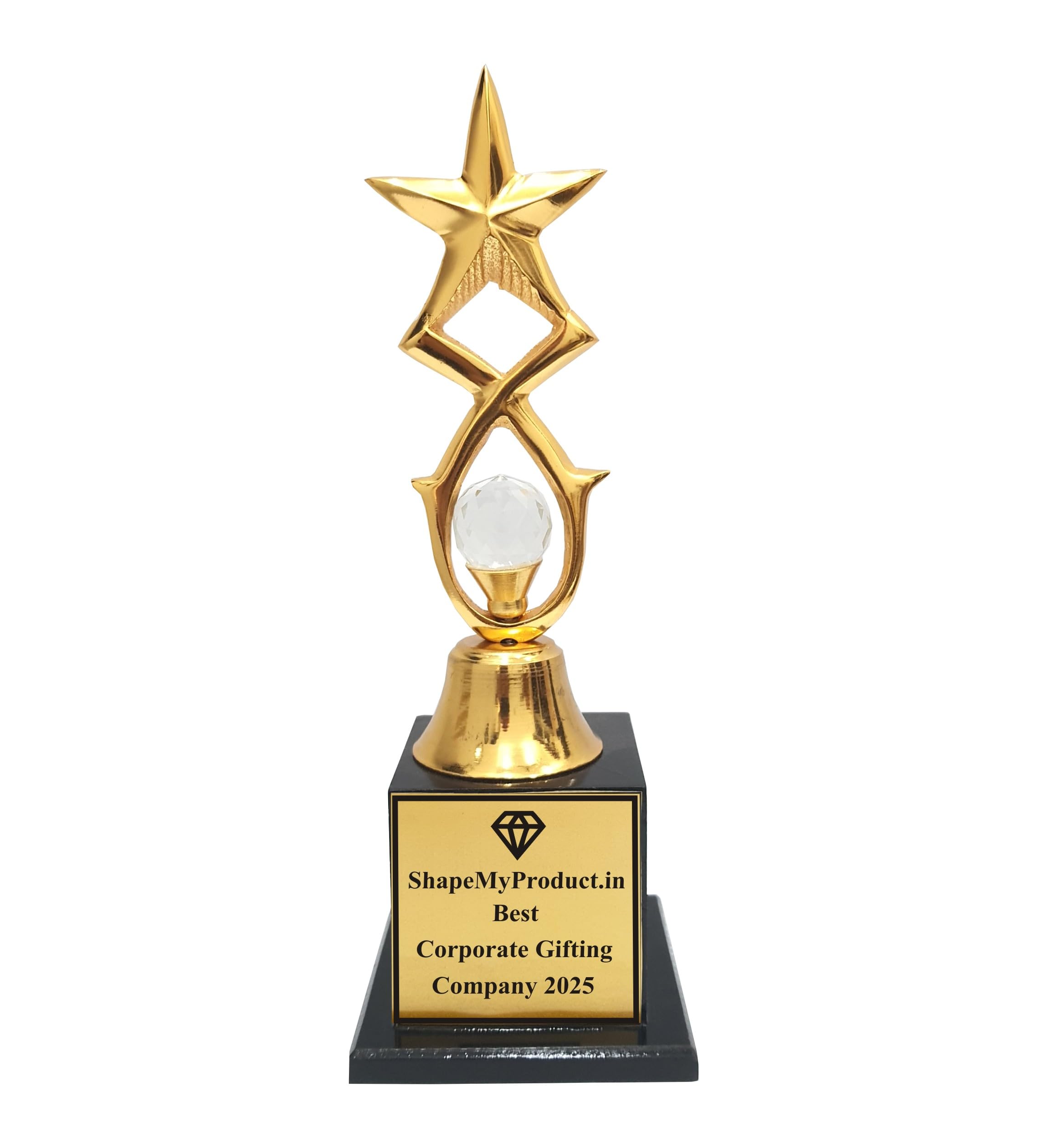 SMP | Personalized Gold Star Crystal Trophy Award with Solid Black Wooden Base, Academic Achievement Recognition Trophy-picture-21