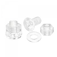 Vista 12 de uxcell Tornillos de máquina Phillips de plástico M6 x 0.472 in con tuercas y arandelas planas, pernos de máquina de cabeza plana de PC