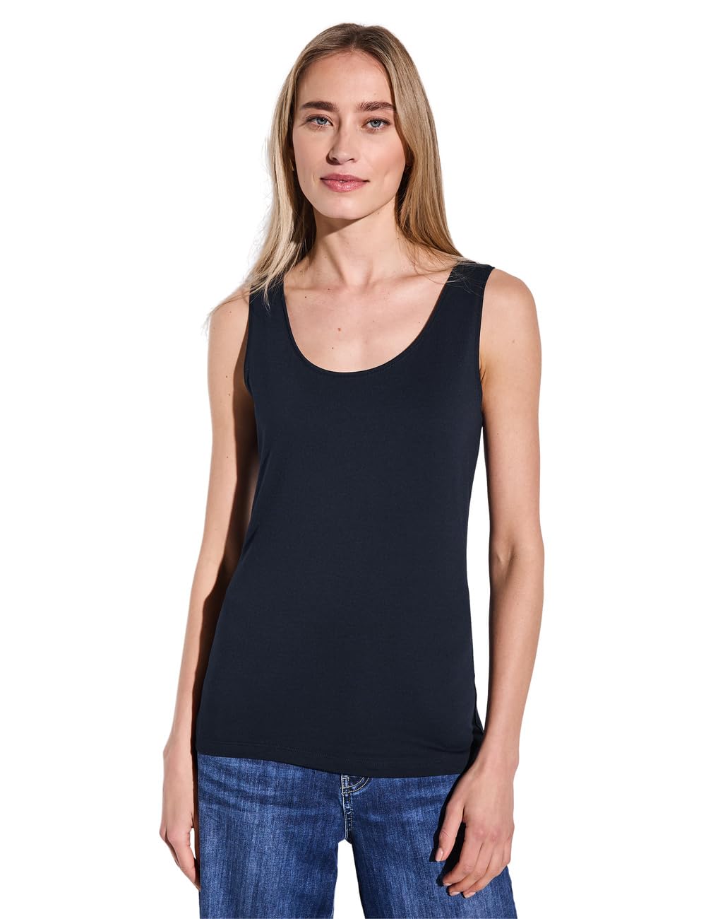 Street One Damen Basic Top mit Rundhals in Unifarbe