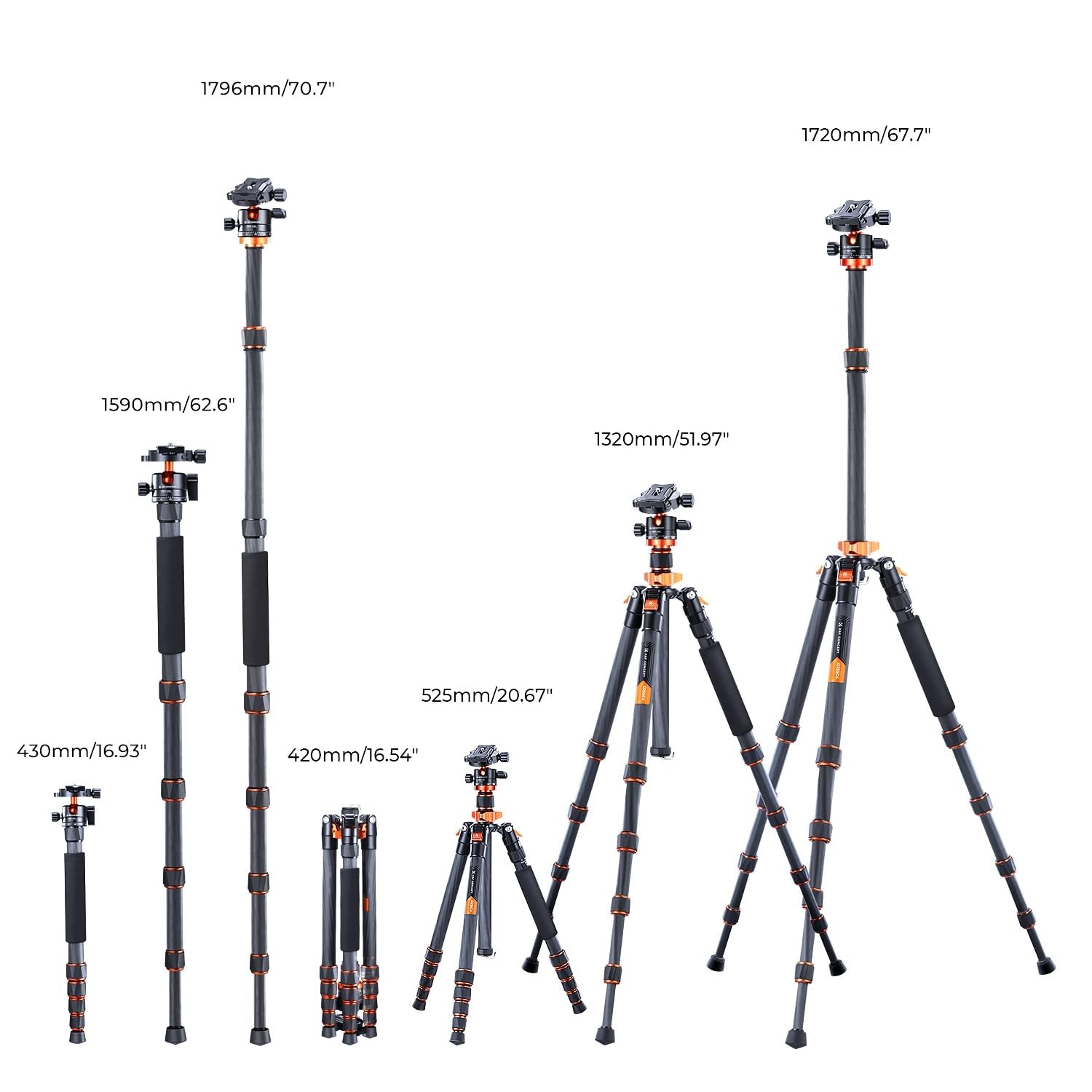 K&F Concept 172cm Carbon Stativ – Bild 7